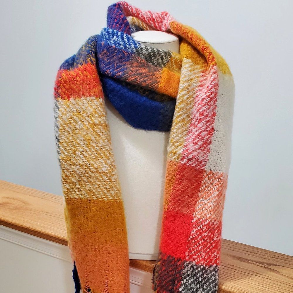 PLAID CHECK PATTERNED COZY OBLONG SCARF/WRAP
